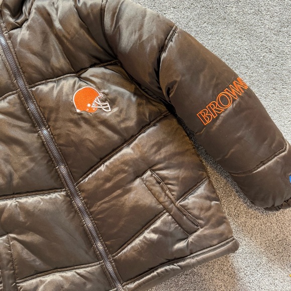 Brown NFL Puffer Jacket with Logo youth size XL - Picture 3 of 10